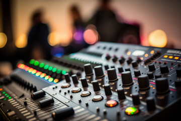 Dj mixer at a party playing music, generative ai