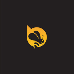 Bee logo shaped with lines forming a flying bee into the design, creating a bee logo in gold color.