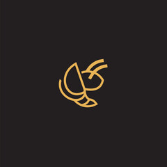 Bee logo shaped with lines forming a flying bee into the design, creating a bee logo in gold color.