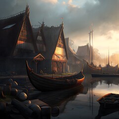 viking city created using Generative AI Technology