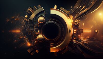 metal gold futuristic abstract wallpaper background with gears