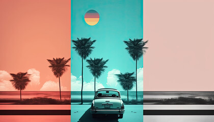 Summer time mood and tone background created with generative AI