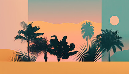 Summer time mood and tone background created with generative AI