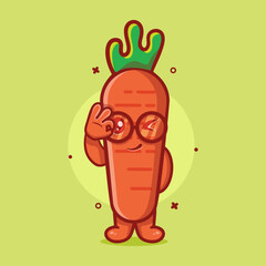 kawaii carrot character mascot with ok sign hand gesture isolated cartoon in flat style design