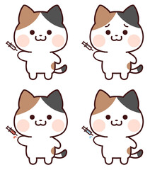 注射をされる三毛猫