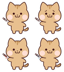 注射をされる茶トラ猫