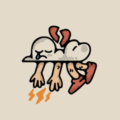 broken heart cloud illustration
