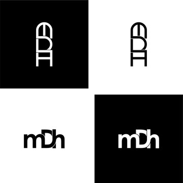 mdh typography letter monogram logo design set