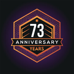 73rd year anniversary celebration abstract logo design on vantage black background vector template