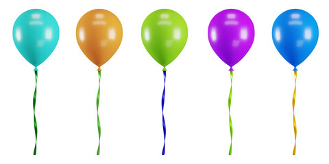 3d rendering colourful balloon icon set for birthday or Christmas event party element. 3d icon illustration