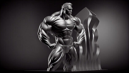 Fototapeta na wymiar 3d render of male body made of steel, created with AI technology