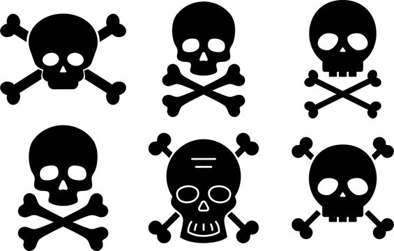 Set of danger signs isolated on white background. Danger hazard sign. Skull and crossbones icon set.