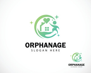 orphanage logo creative heart care people home care design concept - obrazy, fototapety, plakaty