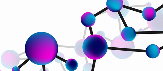 Obraz premium Line points connections geometric landing page background. Fluid circles and spheres with liquid gradients. Vector Illustration For Wallpaper, Banner, Background, Card, Book Illustration, landing page