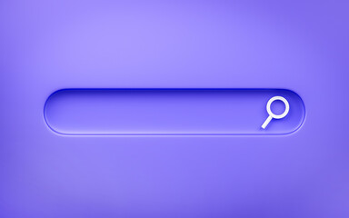 Web search toolbar. Internet search button interface. 3d render illusration