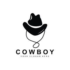 Cowboy Hat Logo, Texas Cowboy Design, Western Country Sheriff Hat Vector, Silhouette Icon
