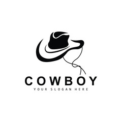 Cowboy Hat Logo, Texas Cowboy Design, Western Country Sheriff Hat Vector, Silhouette Icon