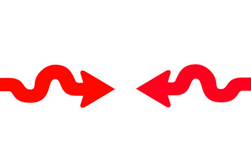 Red and blue arrow icon, Red and blue color arrow indicator.
