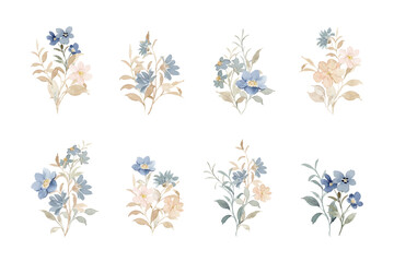 Wildflower bouquet collection with watercolor