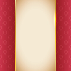 Elegant template with vertical label and pattern with female symbols on background, Vector illustration