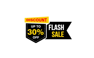 30 Percent FLASH SALE offer, clearance, promotion banner layout with sticker style. 
