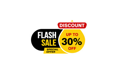30 Percent FLASH SALE offer, clearance, promotion banner layout with sticker style. 
