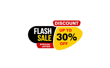 30 Percent FLASH SALE offer, clearance, promotion banner layout with sticker style. 
