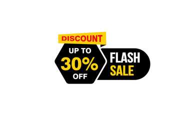 30 Percent FLASH SALE offer, clearance, promotion banner layout with sticker style. 
