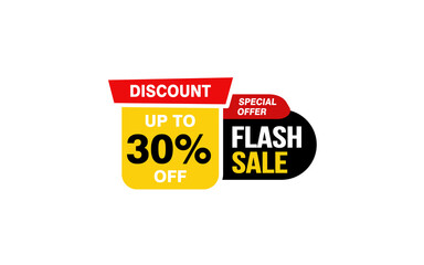 30 Percent FLASH SALE offer, clearance, promotion banner layout with sticker style. 
