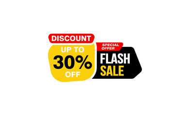 30 Percent FLASH SALE offer, clearance, promotion banner layout with sticker style. 
