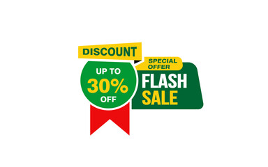 30 Percent FLASH SALE offer, clearance, promotion banner layout with sticker style. 
