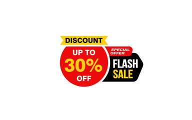 30 Percent FLASH SALE offer, clearance, promotion banner layout with sticker style. 
