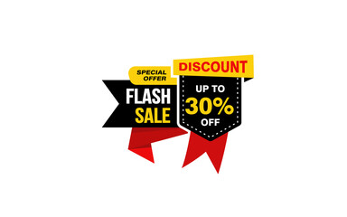 30 Percent FLASH SALE offer, clearance, promotion banner layout with sticker style. 
