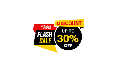 30 Percent FLASH SALE offer, clearance, promotion banner layout with sticker style. 
