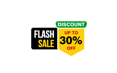 30 Percent FLASH SALE offer, clearance, promotion banner layout with sticker style. 
