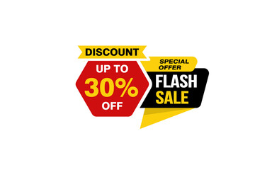 30 Percent FLASH SALE offer, clearance, promotion banner layout with sticker style. 
