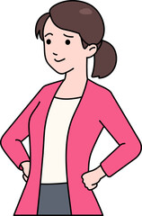 Female Entrepreneur Thinking Colored Outline