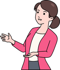 Female Entrepreneur Present Colored Outline