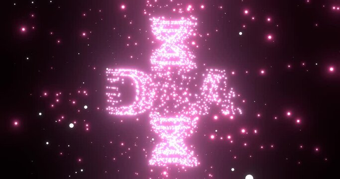 Concept of biochemistry with abstract dna symbol. Particles outline