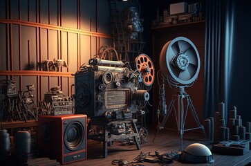 film studio with a theme of film education made with generative ai