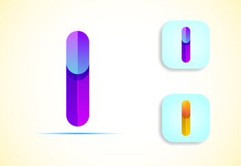 Abstract origami letter I logo design template. Flat style application icon. Vector illustration