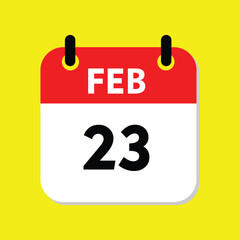 Fototapeta premium calendar with a date, 23 february icon with yellow background