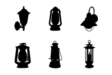Set of silhouettes of lamps vector design