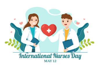 International Nurses Day on May 12 Illustration for Contributions that Nurse Make to Society in Flat Cartoon Hand Drawn for Landing Page Templates