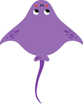 recommend clip art: Vector illustration of cartoon purple stingray isolated on white background.