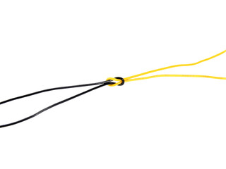 black wire cable of usb and adapter isolated on white background.Electronic Connector.Selection focus.