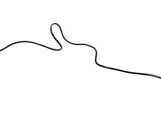 black wire cable of usb and adapter isolated on white background.Electronic Connector.Selection focus.