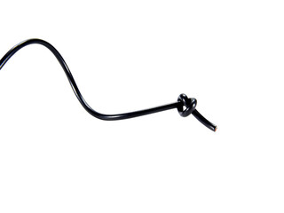 black wire cable of usb and adapter isolated on white background.Electronic Connector.Selection focus.