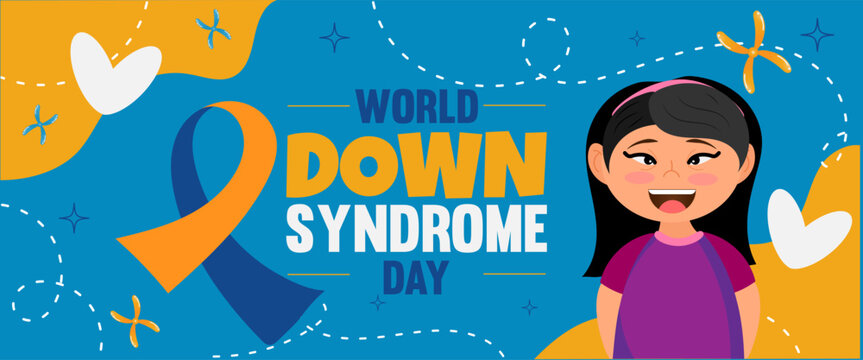 World down syndrome day, banner, editable, girl,  vector illustration 