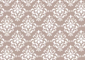 Foto auf Glas Damask classic beige pattern. Seamless abstract background with repeating elements. Orient background © belleza